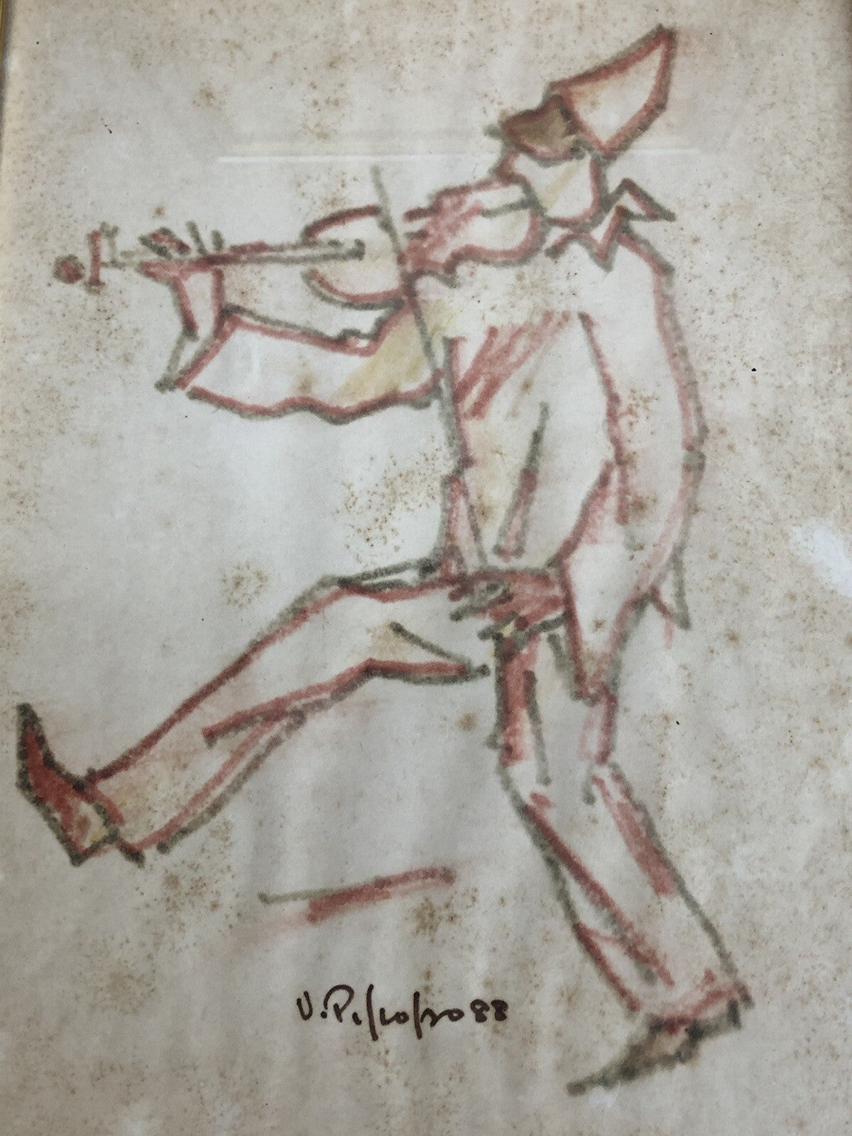 Coppia di quadri -Pulcinella- Vittorio Pisco a tecnica mista su carta