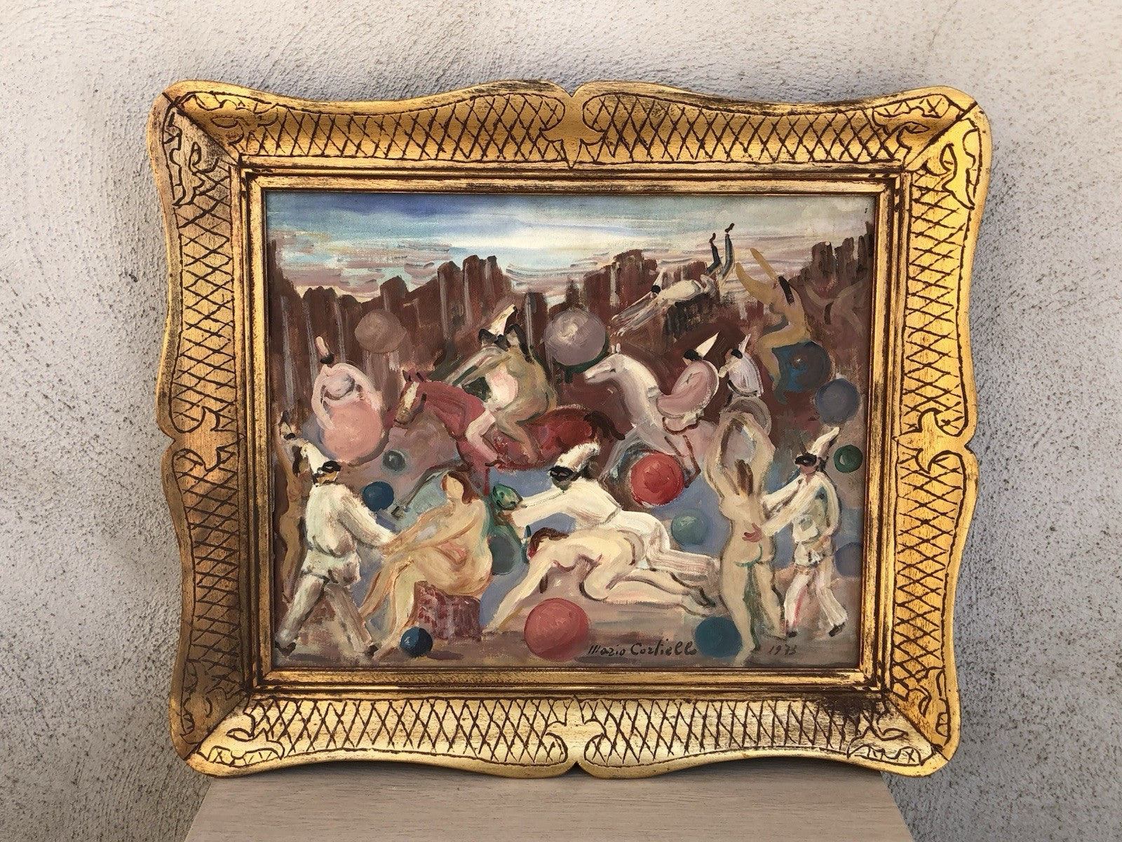 Quadro -Pulcinella- Mario Cortiello dipinto a olio su tela