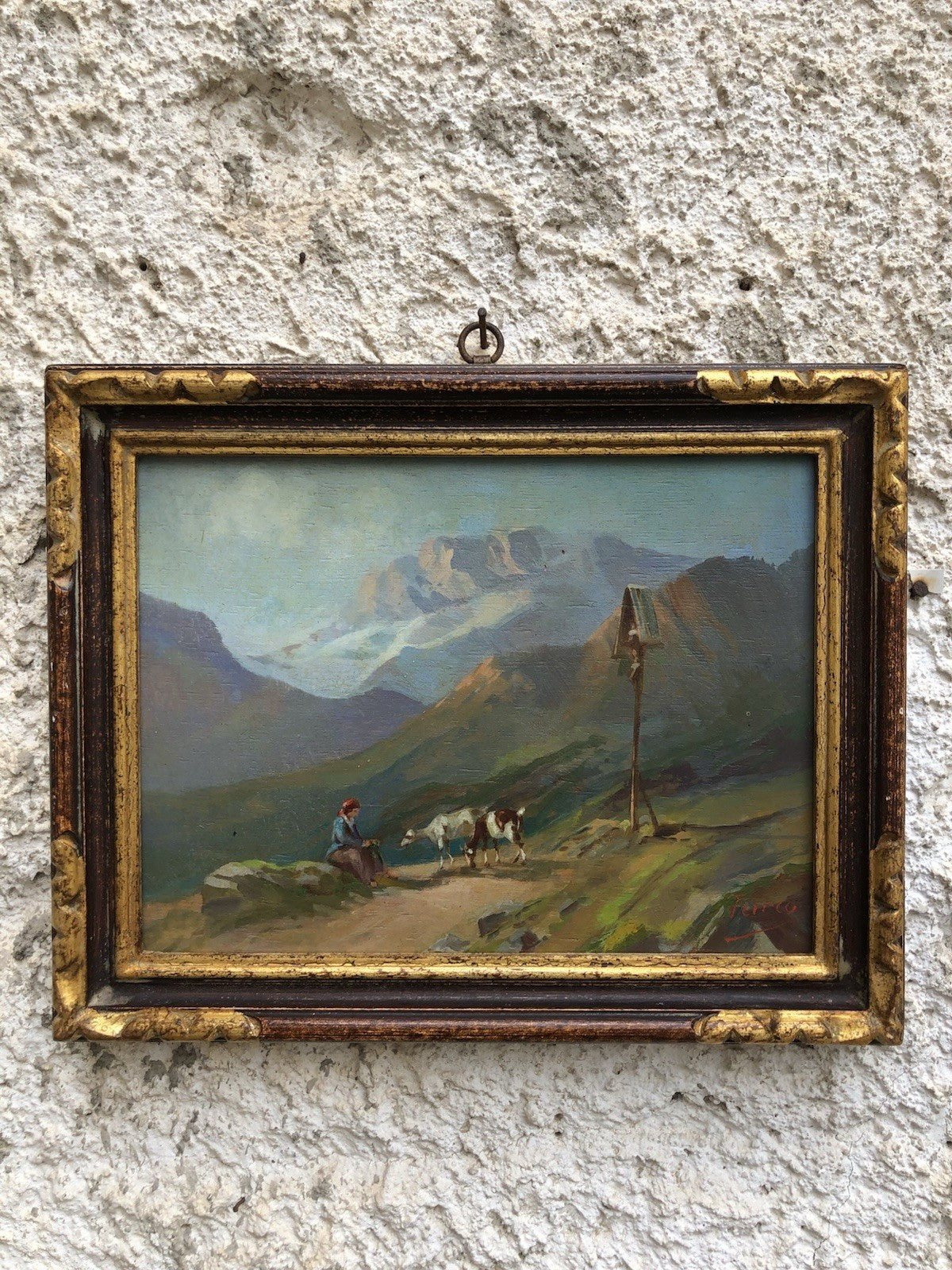 Quadro -Scena Bucolica- dipinto a olio su tavoletta