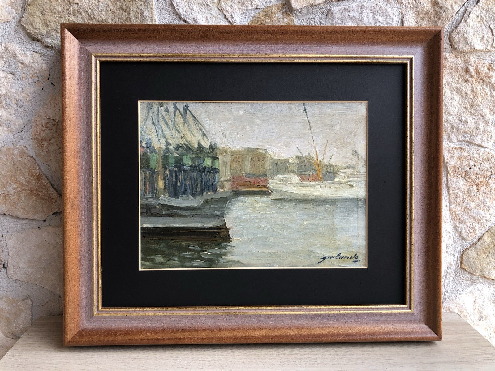 Quadro -Porto Con Barche- Gennaro Cuocolo dipinto a olio