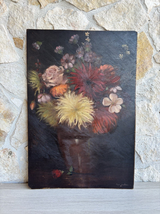 Quadro -Vaso Con Fiori- Augusto Cassandro dipinto a olio su tavoletta