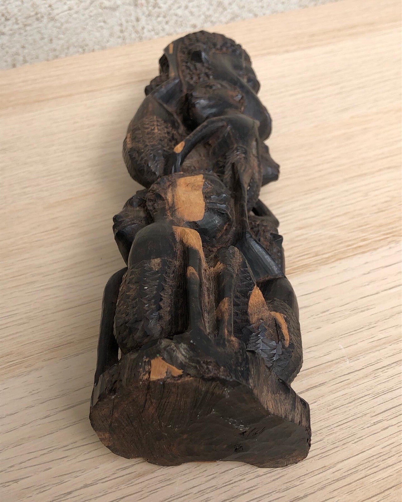 Scultura Vintage Africana Intagliata In Legno