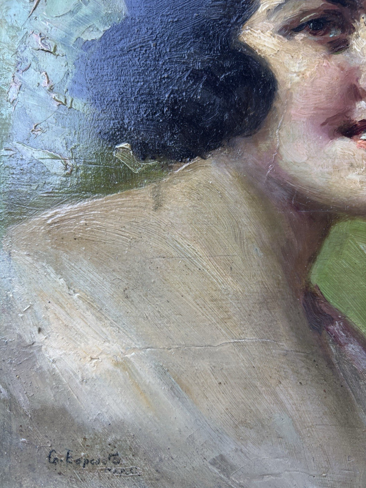 Quadro -Figura Di Donna- dipinto a olio su tavoletta