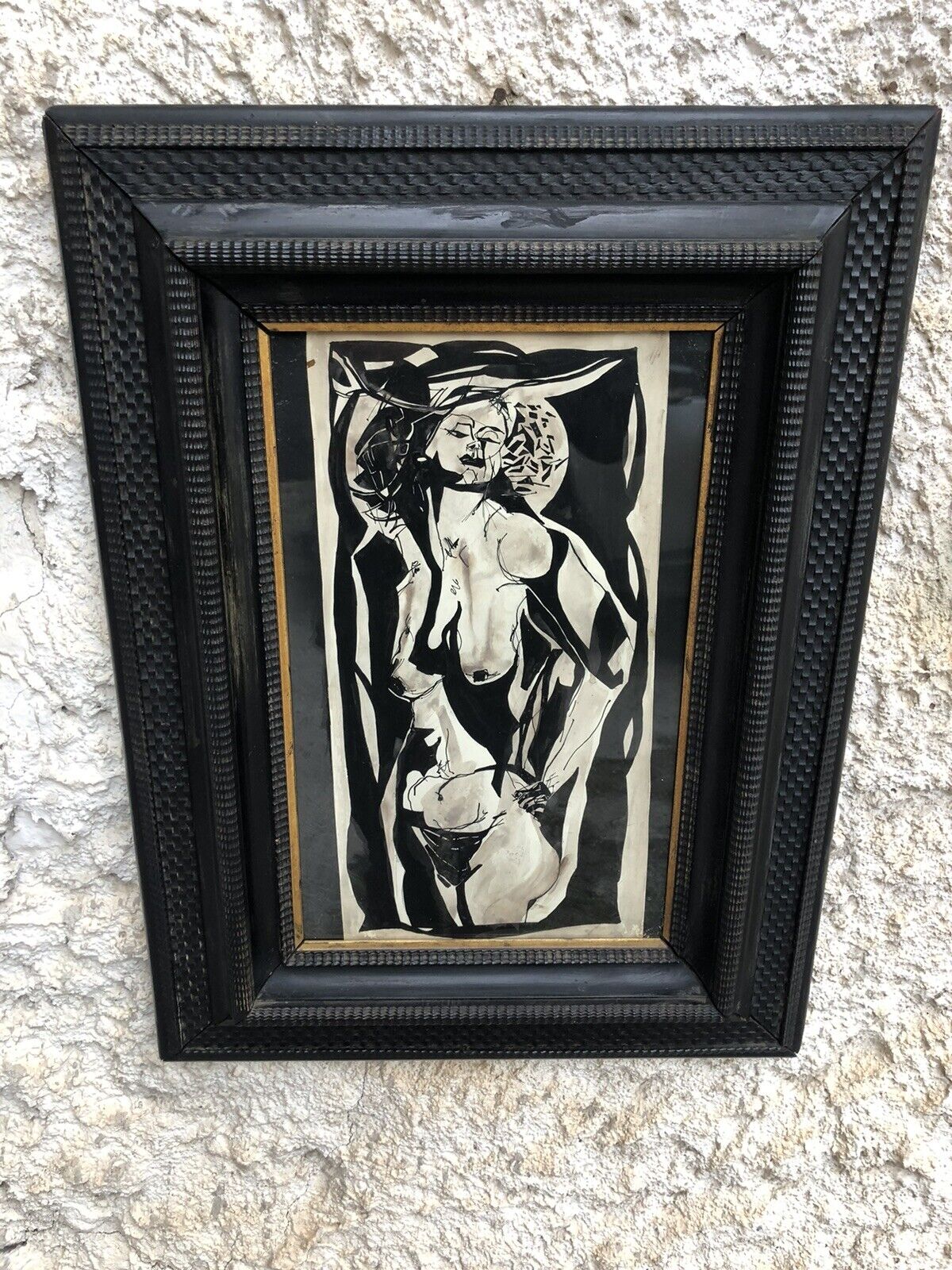 Quadro antico -Nudo- tecnica mista su carta