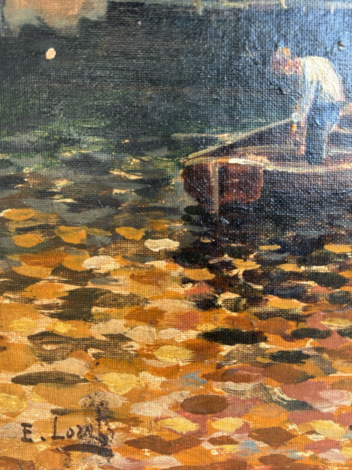 Quadro -Marina Con Barche- Ernesto Loreto dipinto a olio