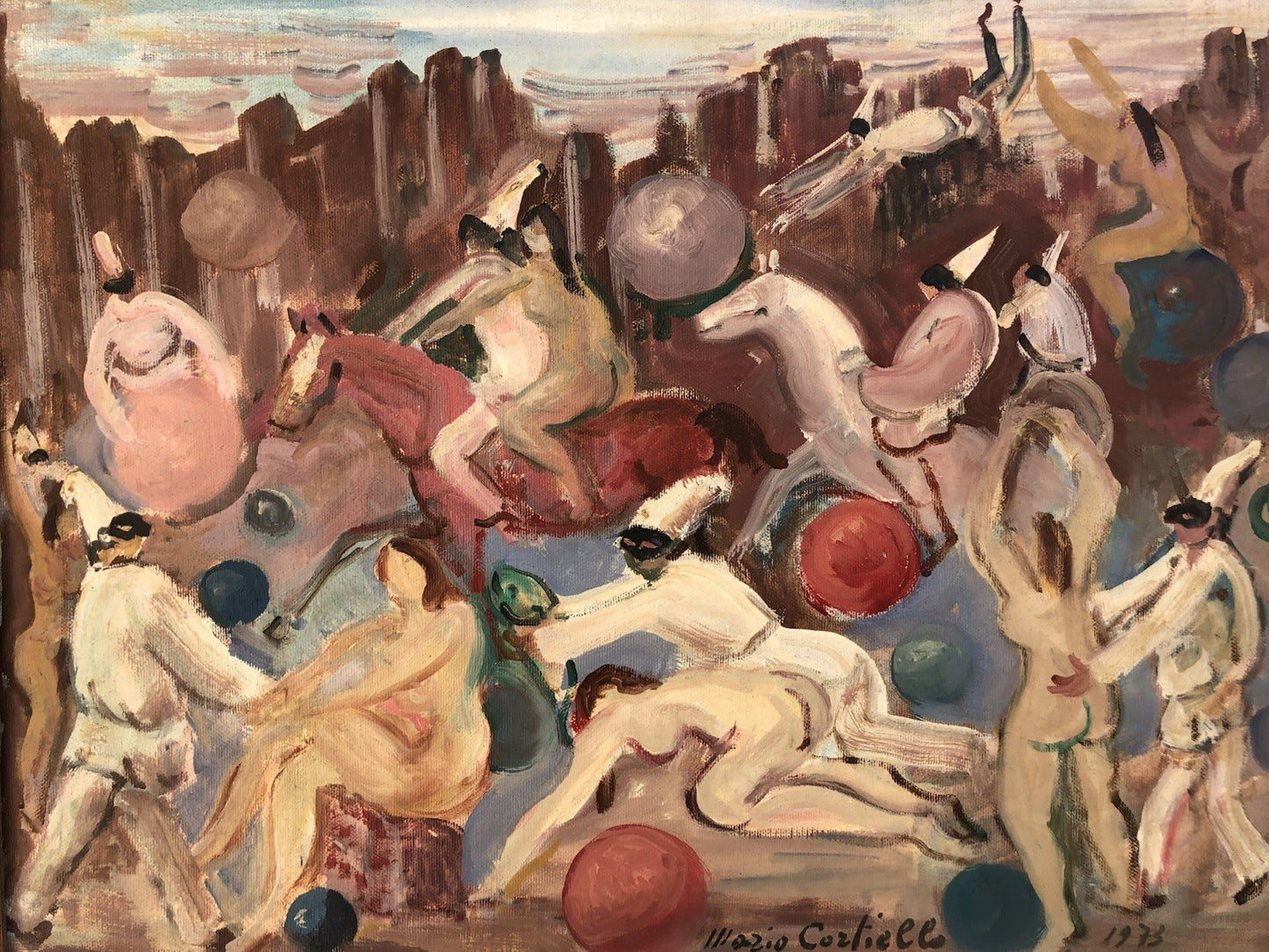 Quadro -Pulcinella- Mario Cortiello dipinto a olio su tela