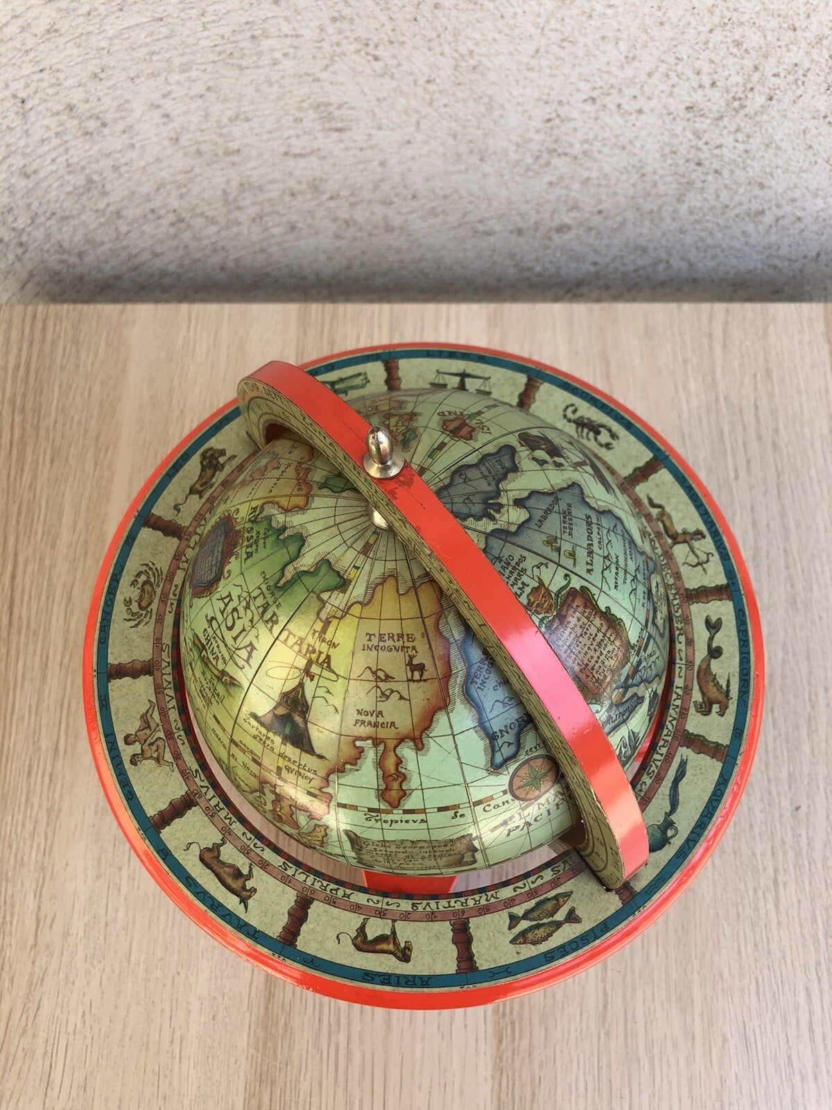 Mappamondo Globo Vintage In Legno