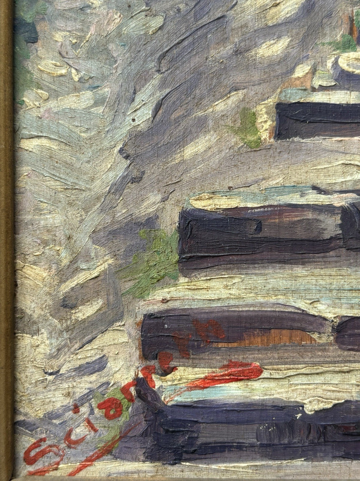 Quadro antico -Monte Parioli ( Roma )- dipinto a olio su tavoletta