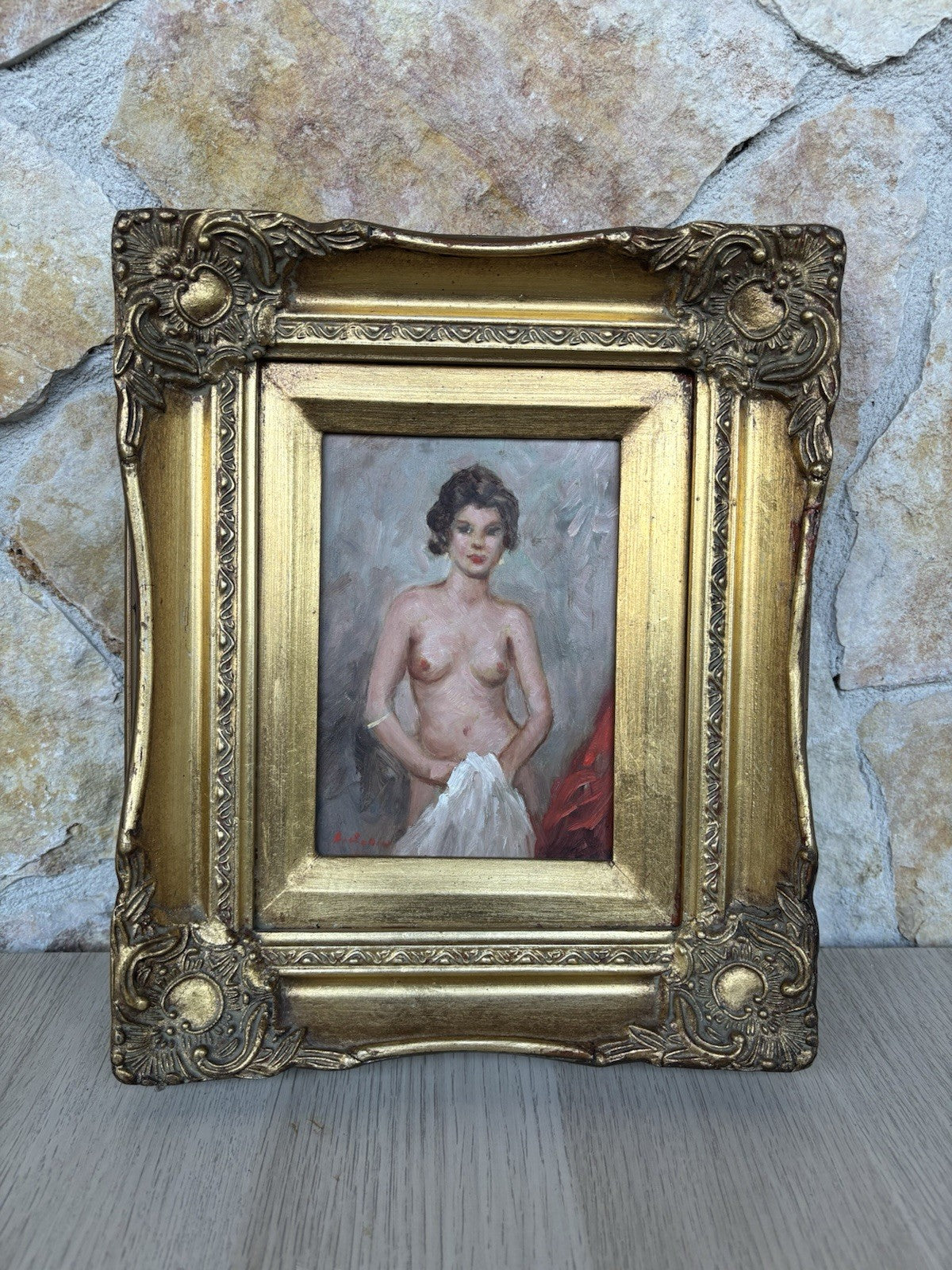 Quadro -Mezzo Nudo- dipinto a olio su tavoletta