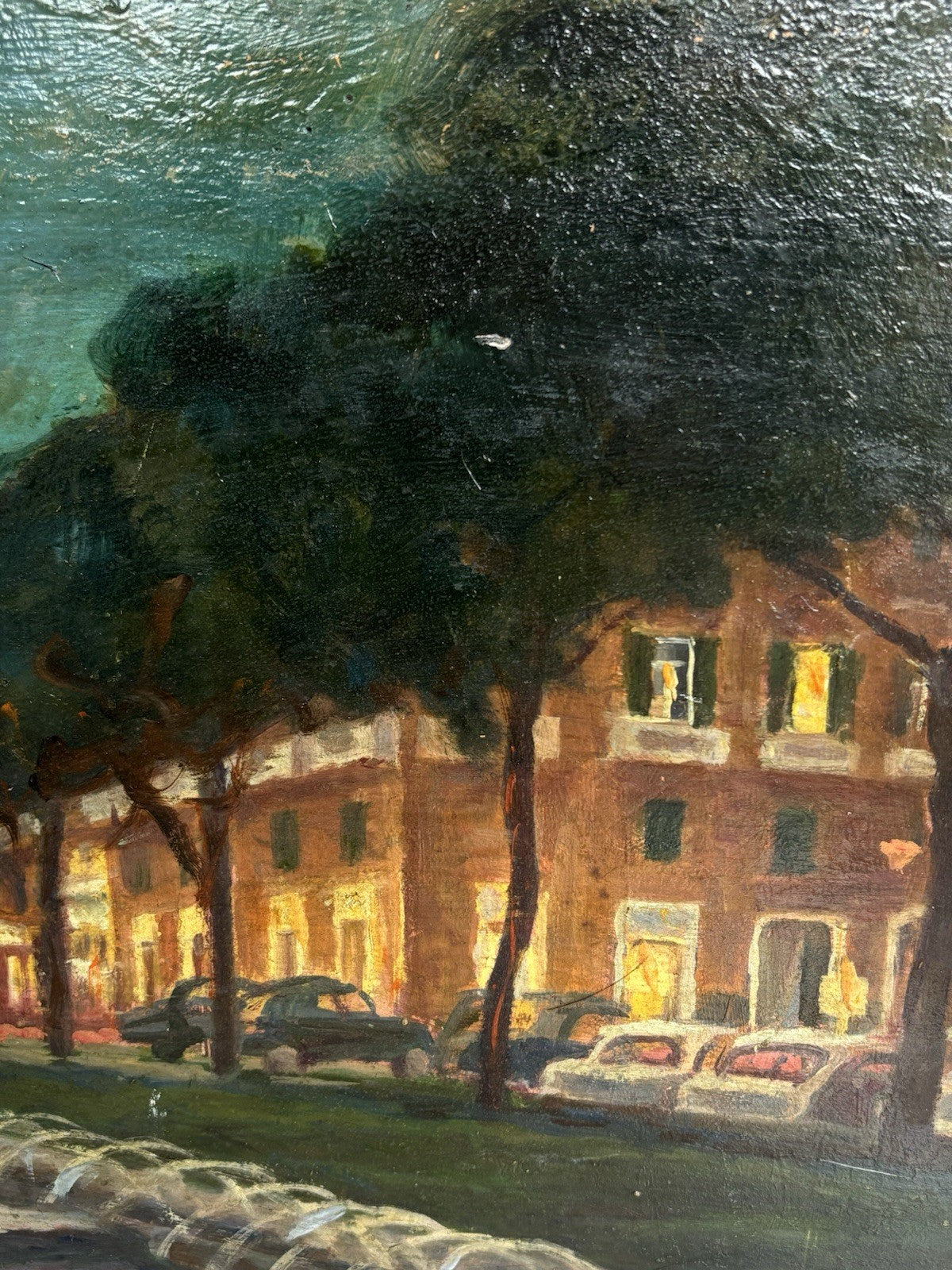 Quadro -Piazza Municipio- dipinto a olio su tavoletta