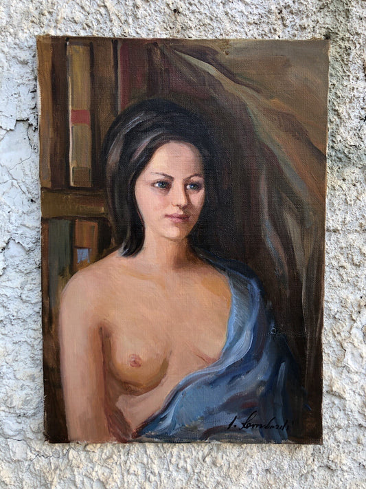 Quadro vintage -Nudo Donna- dipinto a olio su tela