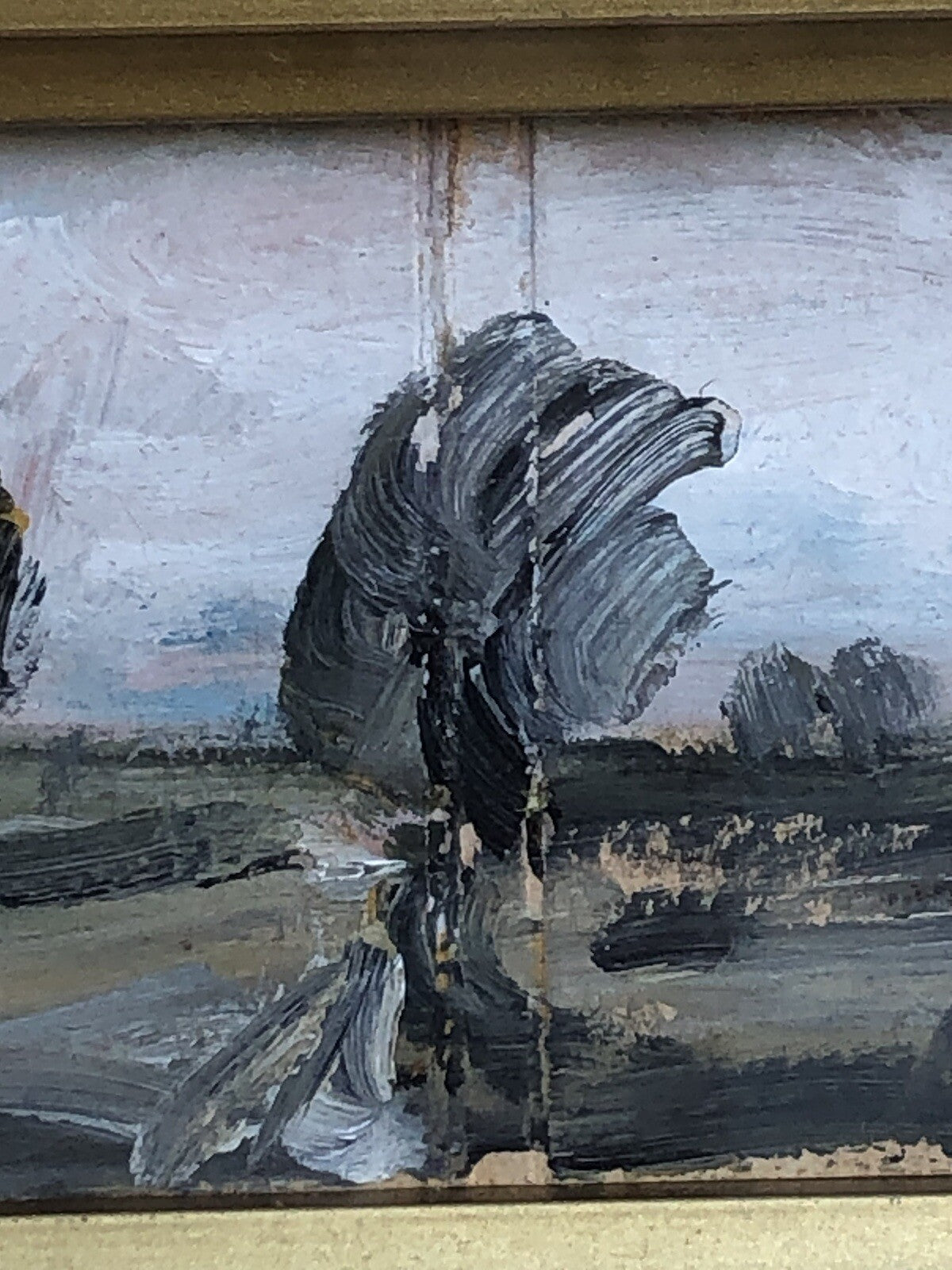 Quadro vintage -Paesaggio- dipinto a tempera su cartoncino