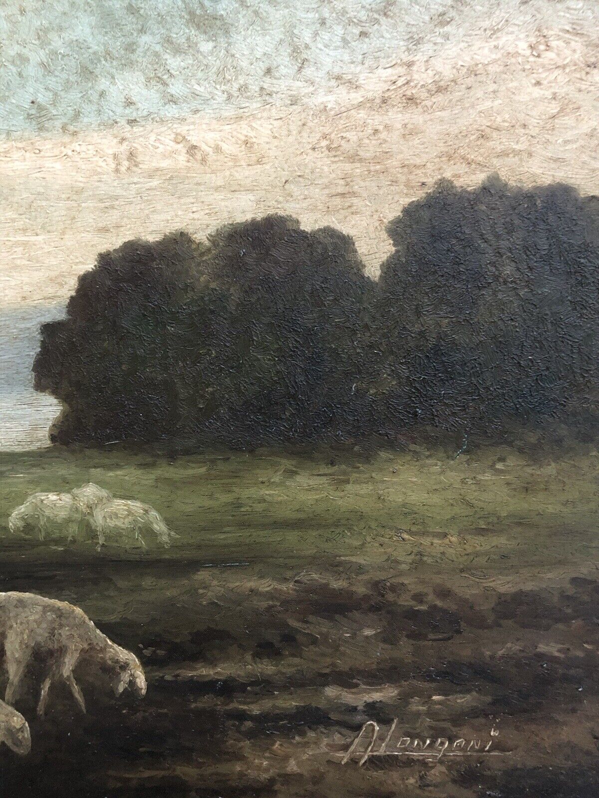 Quadro vintage -Paesaggio Con Gregge- dipinto a olio