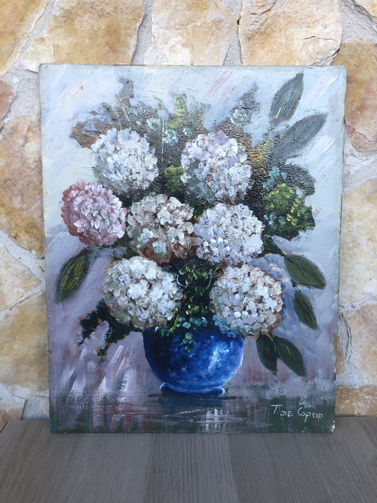Quadro -Ortensie- dipinto a olio su tela