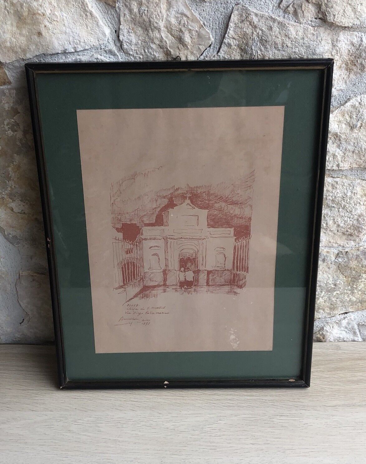 Quadro -Chiesa Di S.Michele- disegno a tecnica mista su carta