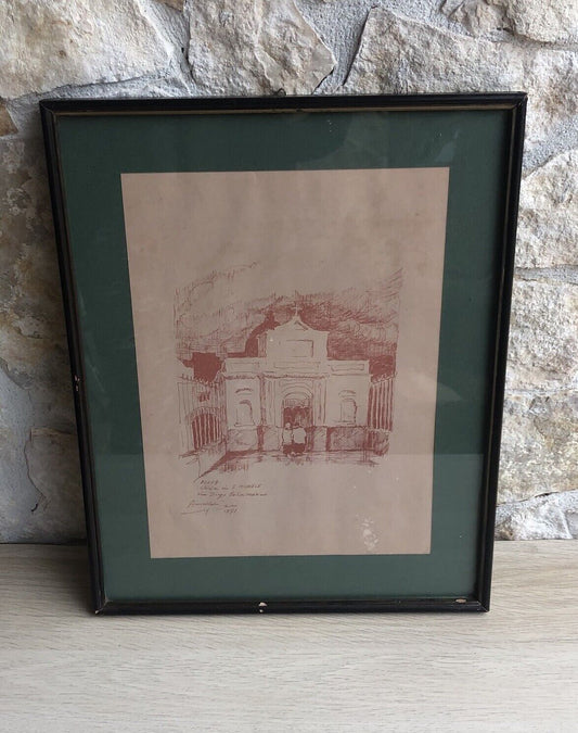 Quadro -Chiesa Di S.Michele- disegno a tecnica mista su carta