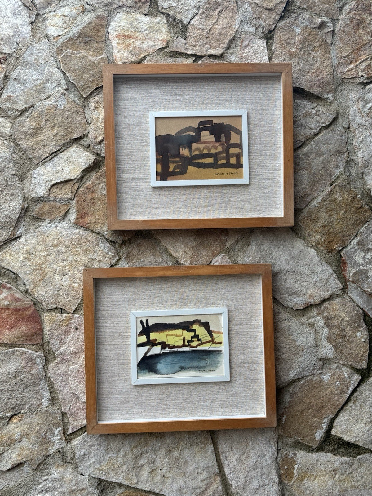 Coppia di quadri -Paesaggi- Mario Sangiovanni realizzati a tecnica mista