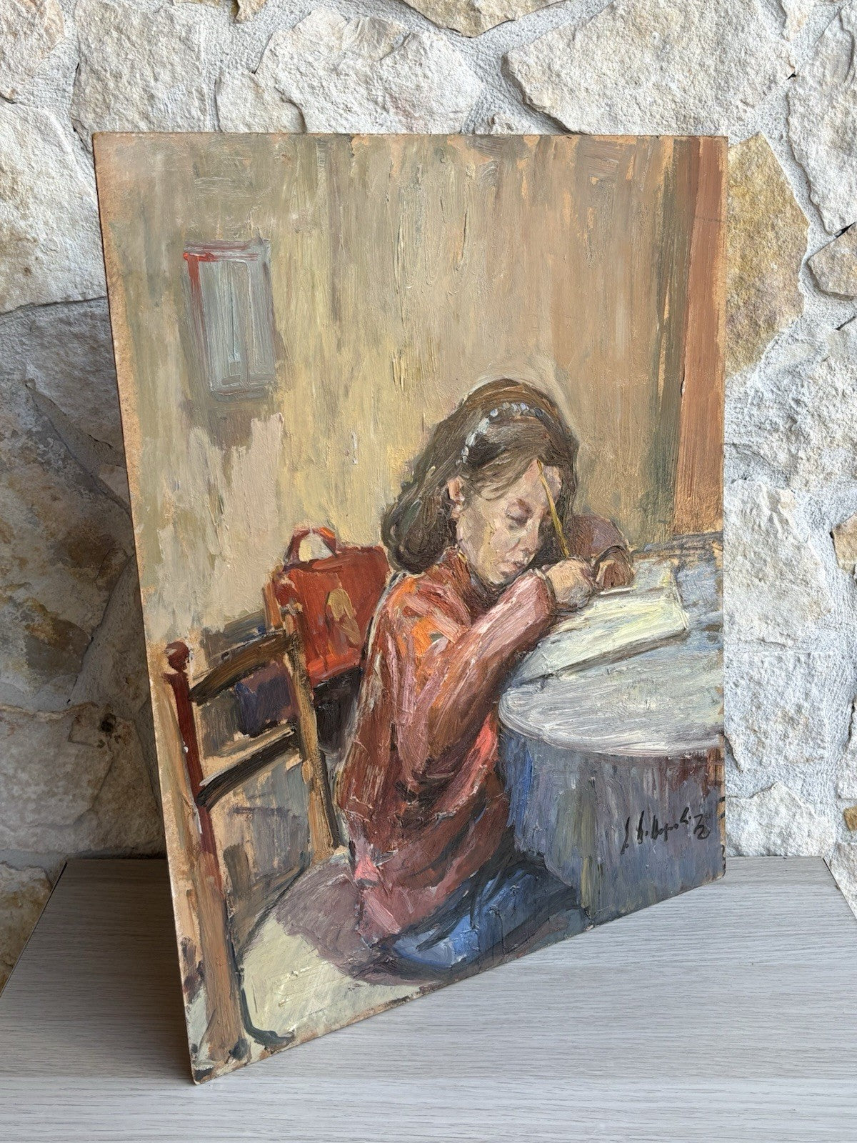 Quadro -Giovane Studente- Edmondo Di Napoli dipinto a olio