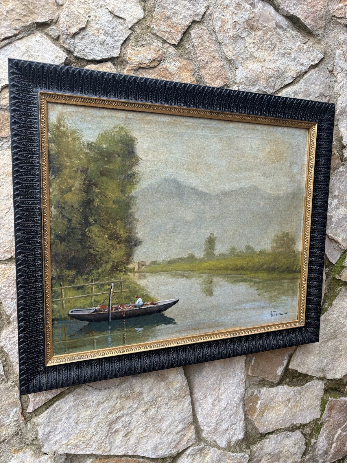 Quadro -Mattino Sul Lago- Arturo Bacio Terracina dipinto a olio