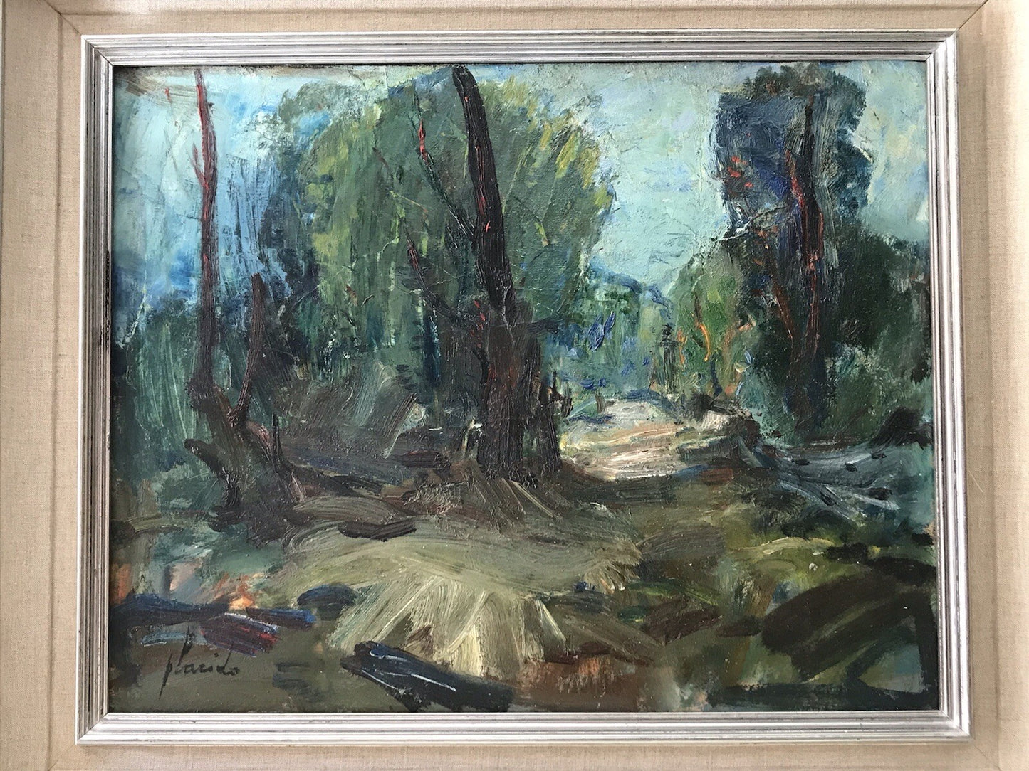 QUADRO ERRICO PLACIDO - PAESAGGIO-DIPINTO A OLIO SU TAVOLA