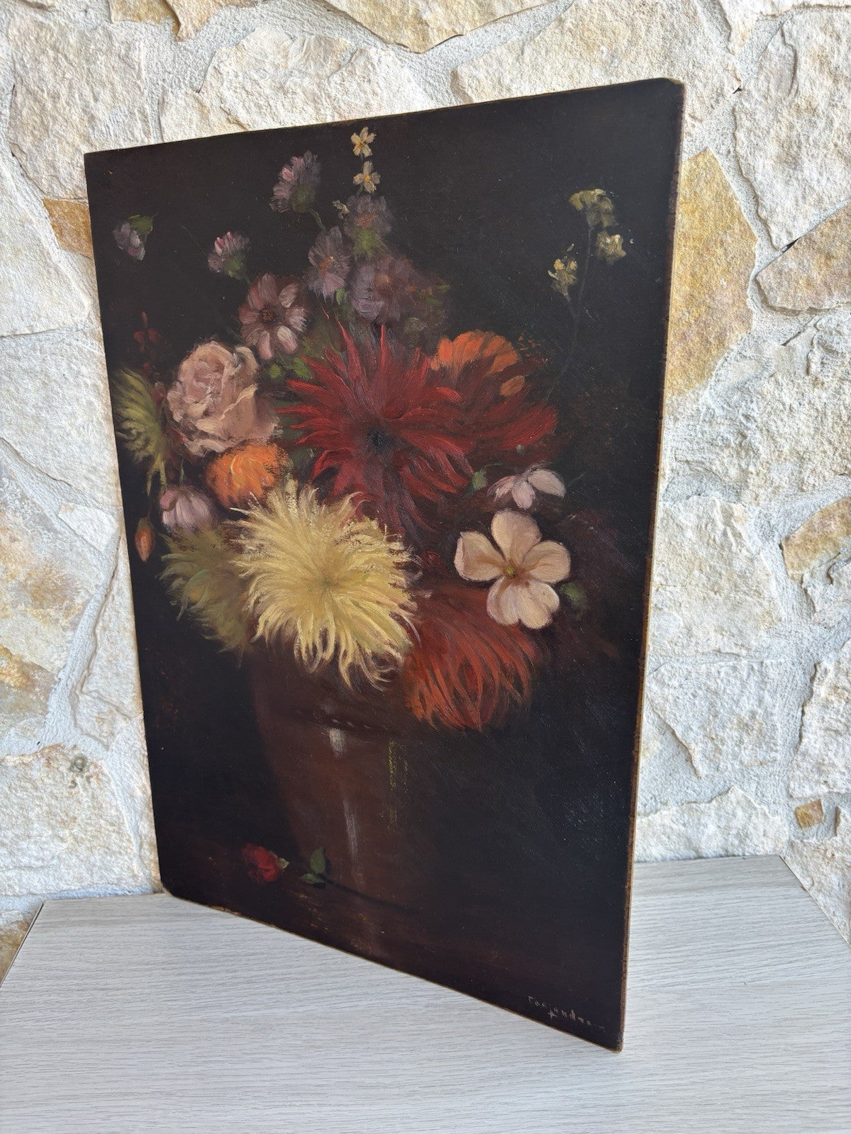 Quadro -Vaso Con Fiori- Augusto Cassandro dipinto a olio su tavoletta