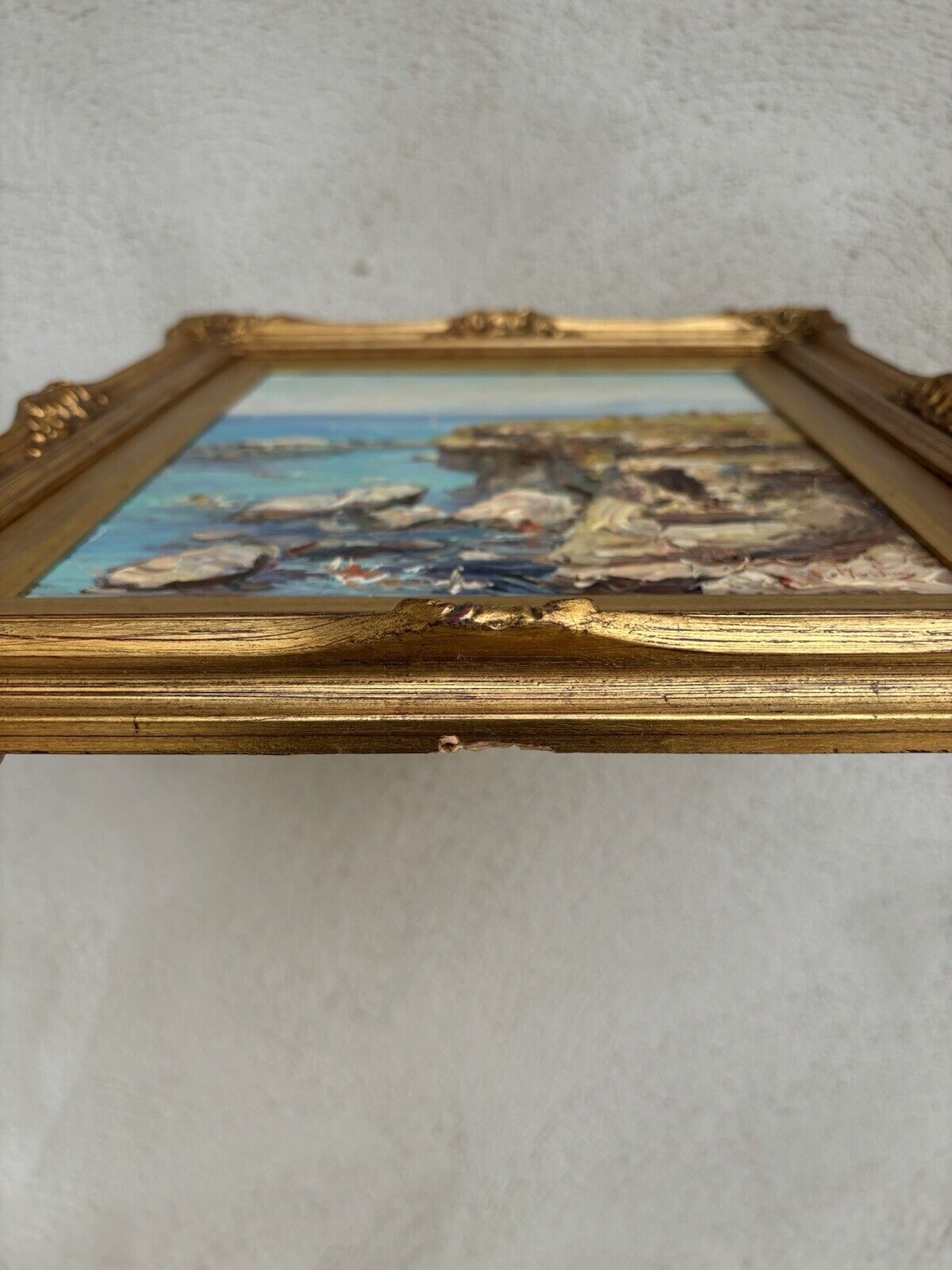 Quadro -Marina Con Bagnanti- dipinto a olio su tavoletta