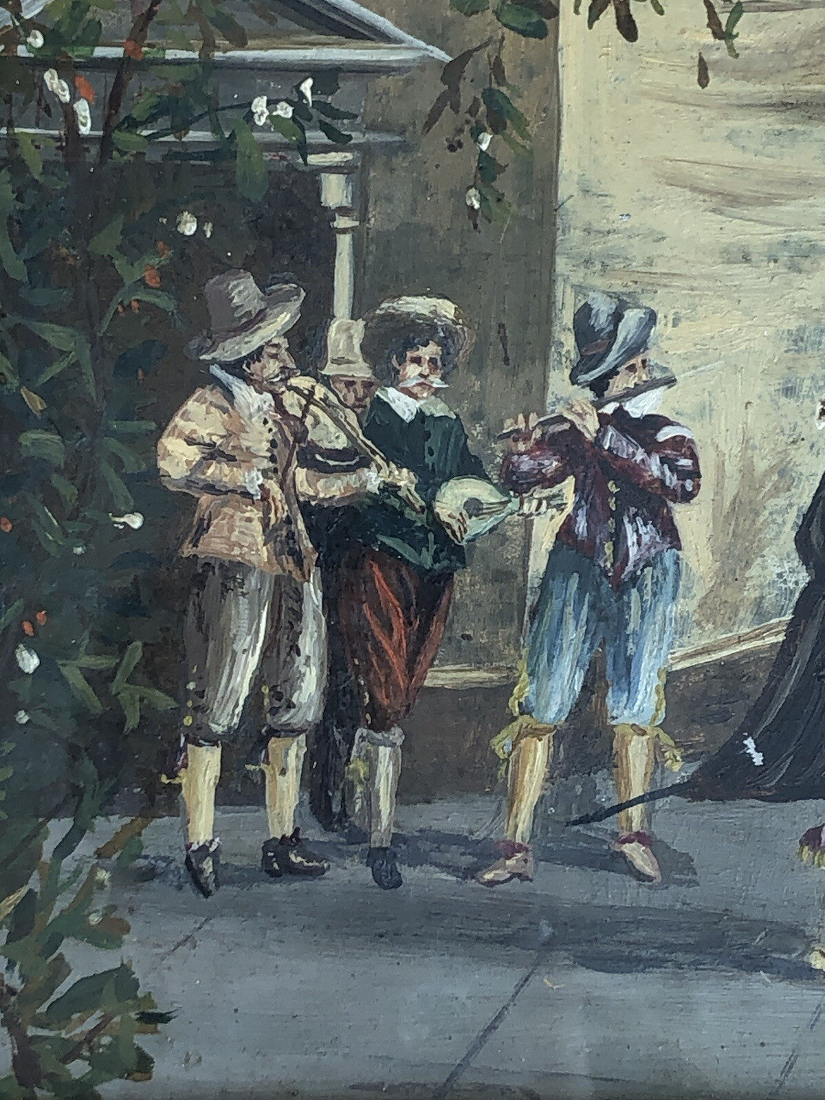 Quadro antico -Serenata- dipinto a olio su rametto