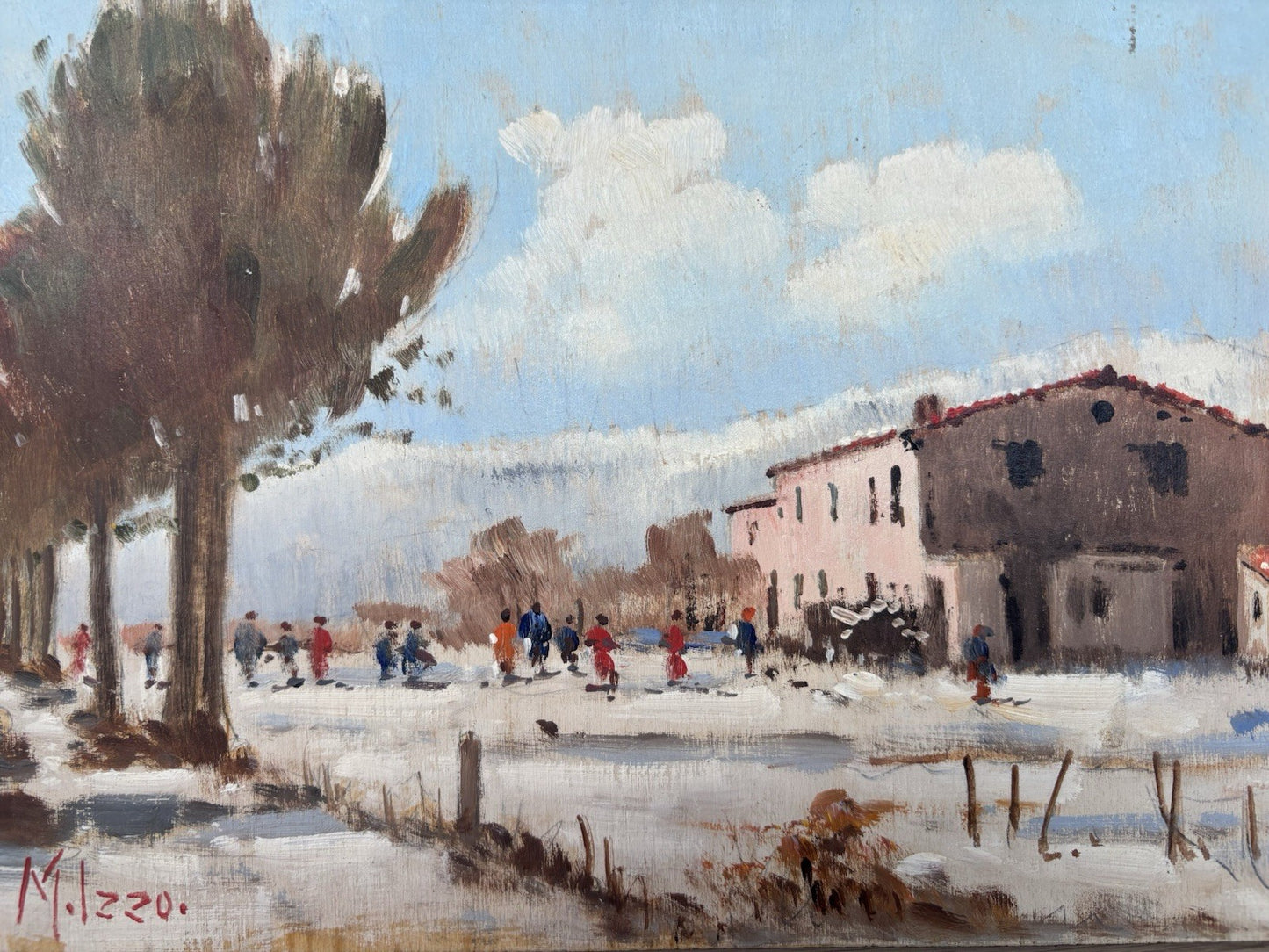 Quadro -Paesaggio Innevato- Maria Izzo dipinto a olio su tavoletta