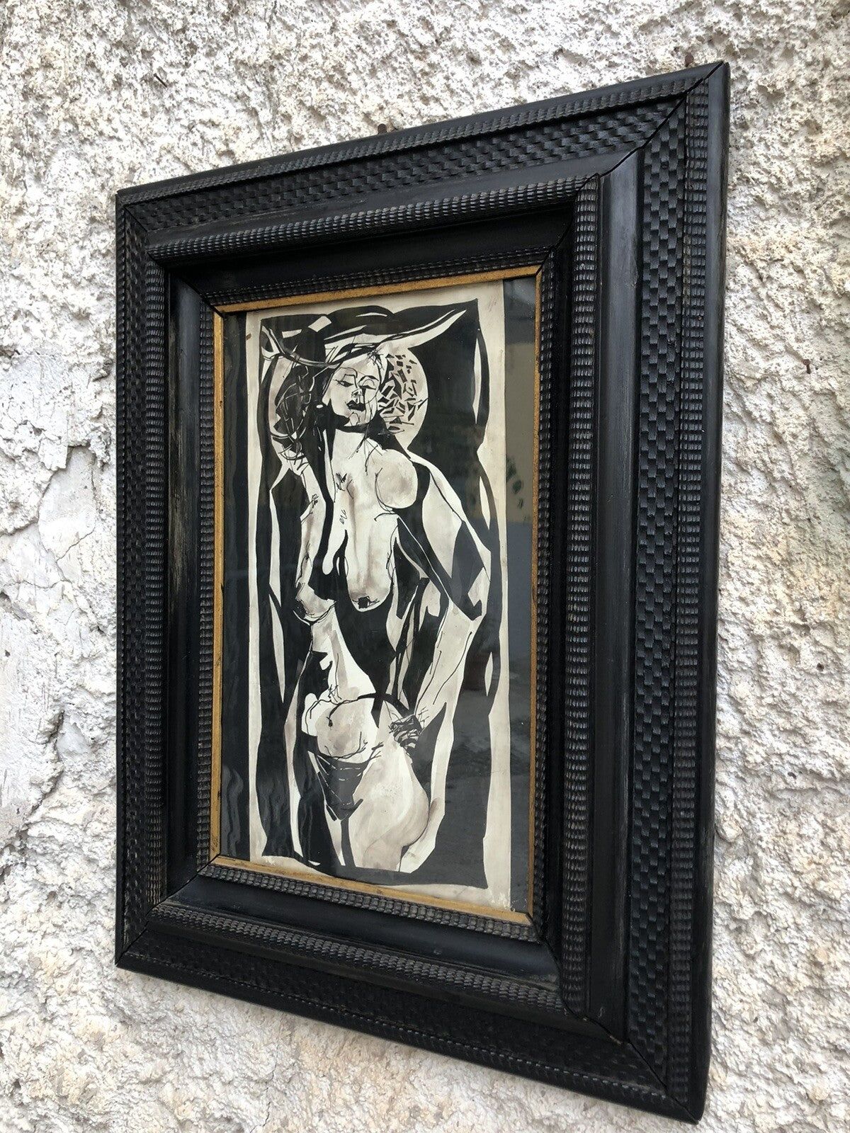 Quadro antico -Nudo- tecnica mista su carta