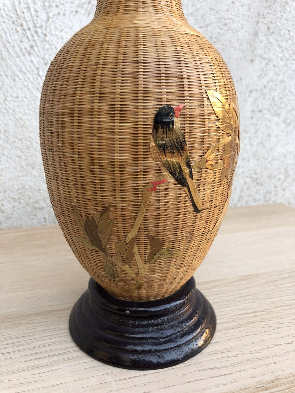 Vaso vintage cinese in vimini