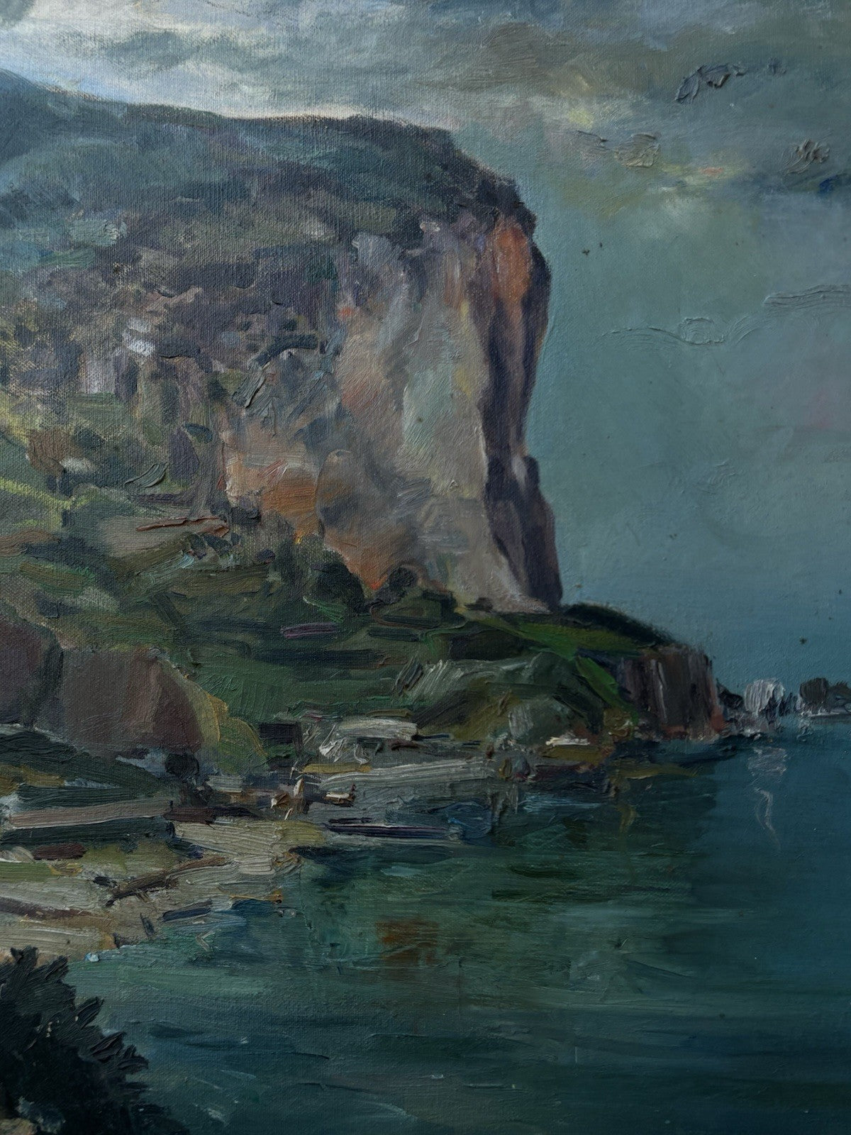 Quadro -Scogliera Con Marina- dipinto a olio su tela