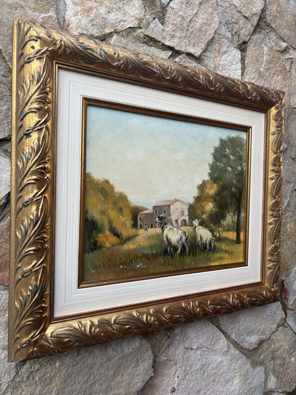 Quadro -Paesaggio Con Capre- Maria Izzo- dipinto a olio