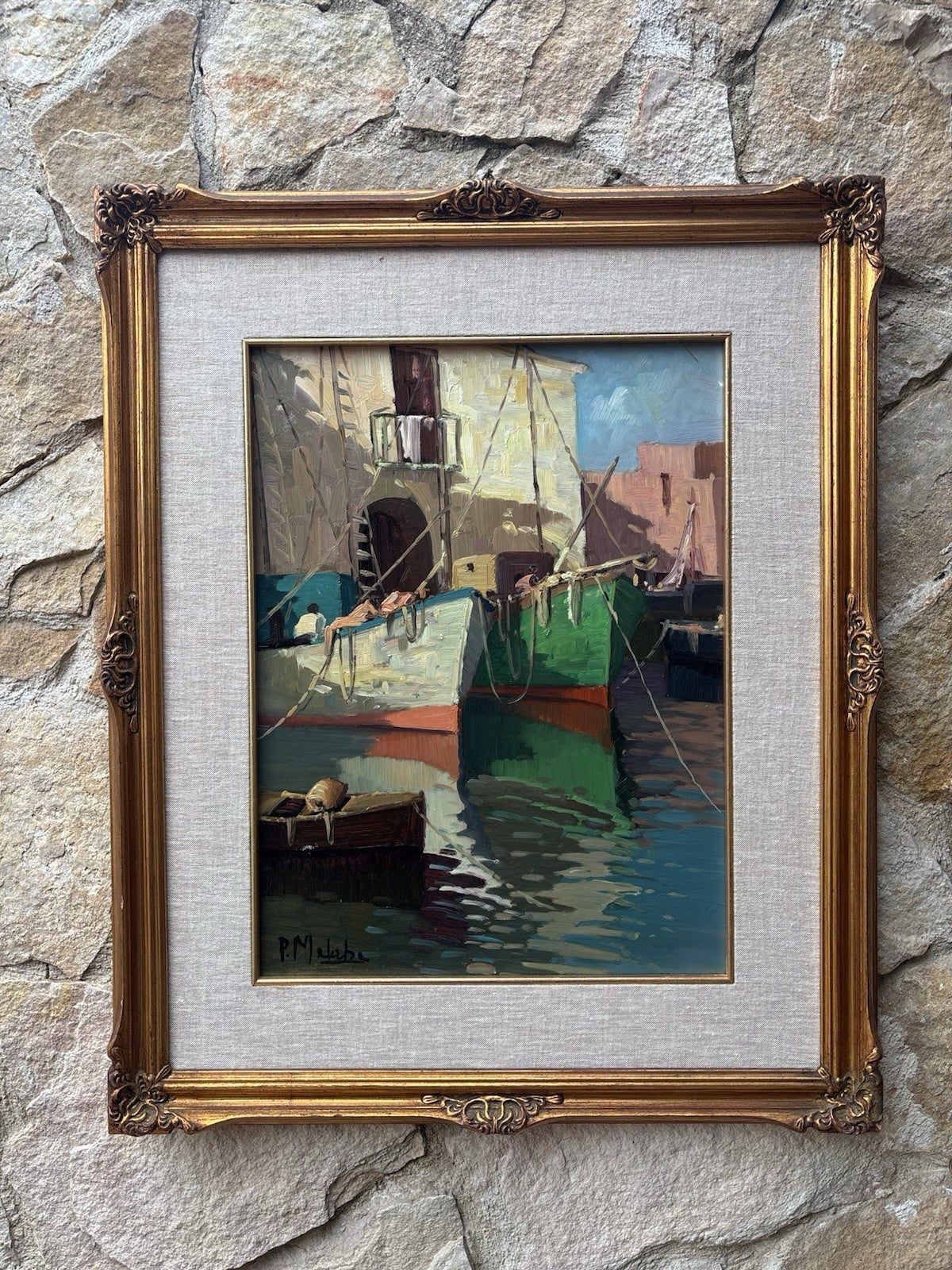 Quadro -Barche Al Porto- Paolo Malerba- dipinto a olio