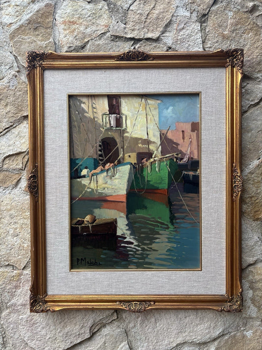 Quadro -Barche Al Porto- Paolo Malerba- dipinto a olio