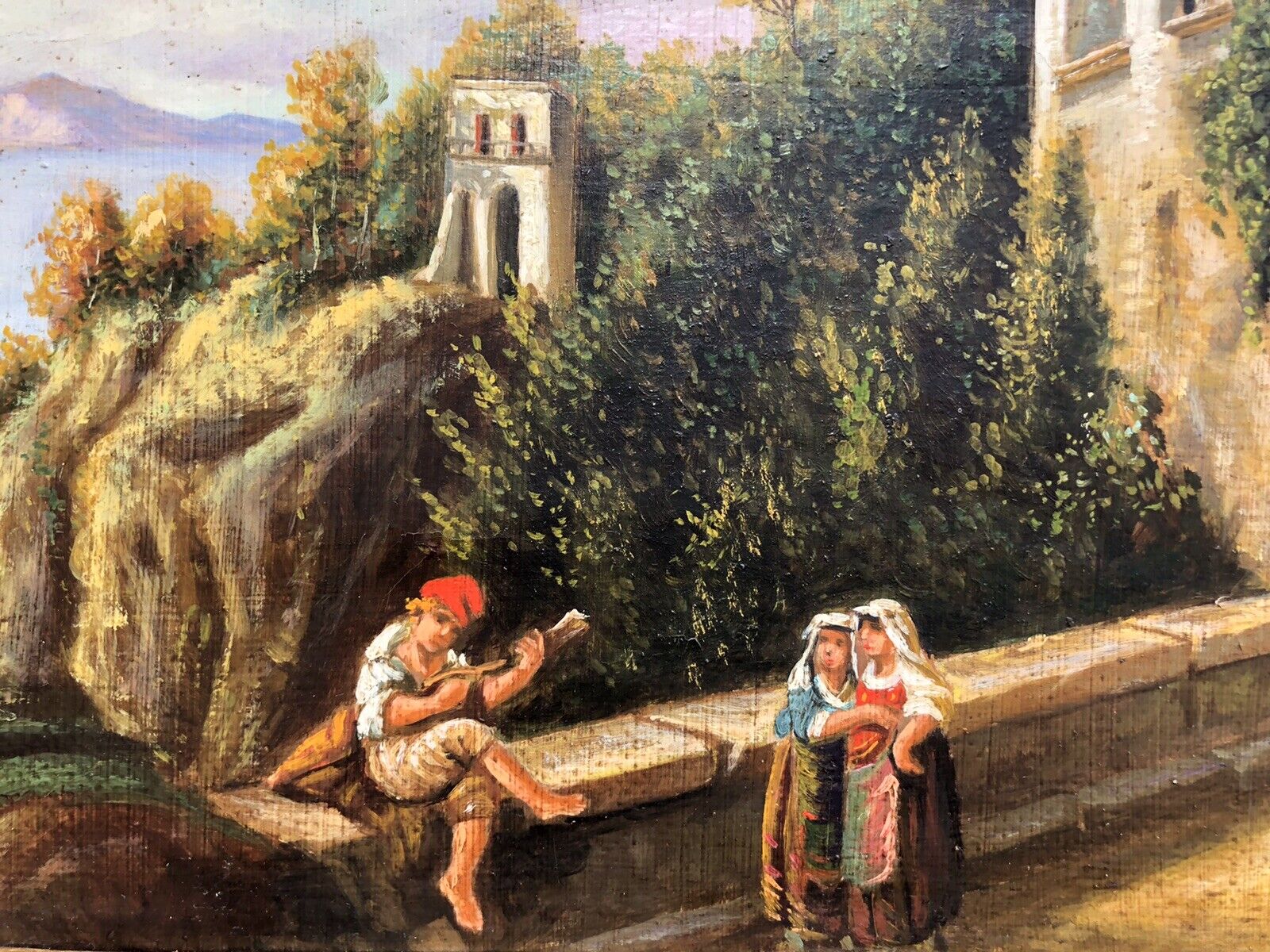 Quadro vintage -Riproduzione Scuola Di Posillipo- dipinto a olio su tela