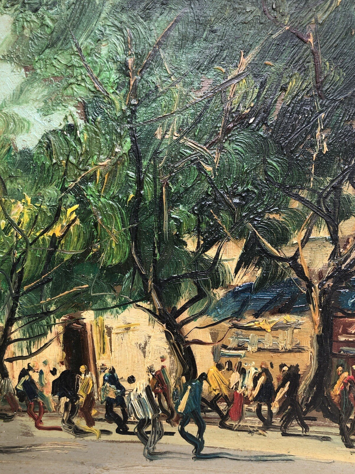 Quadro vintage -Paesaggio Con Figure- dipinto a olio