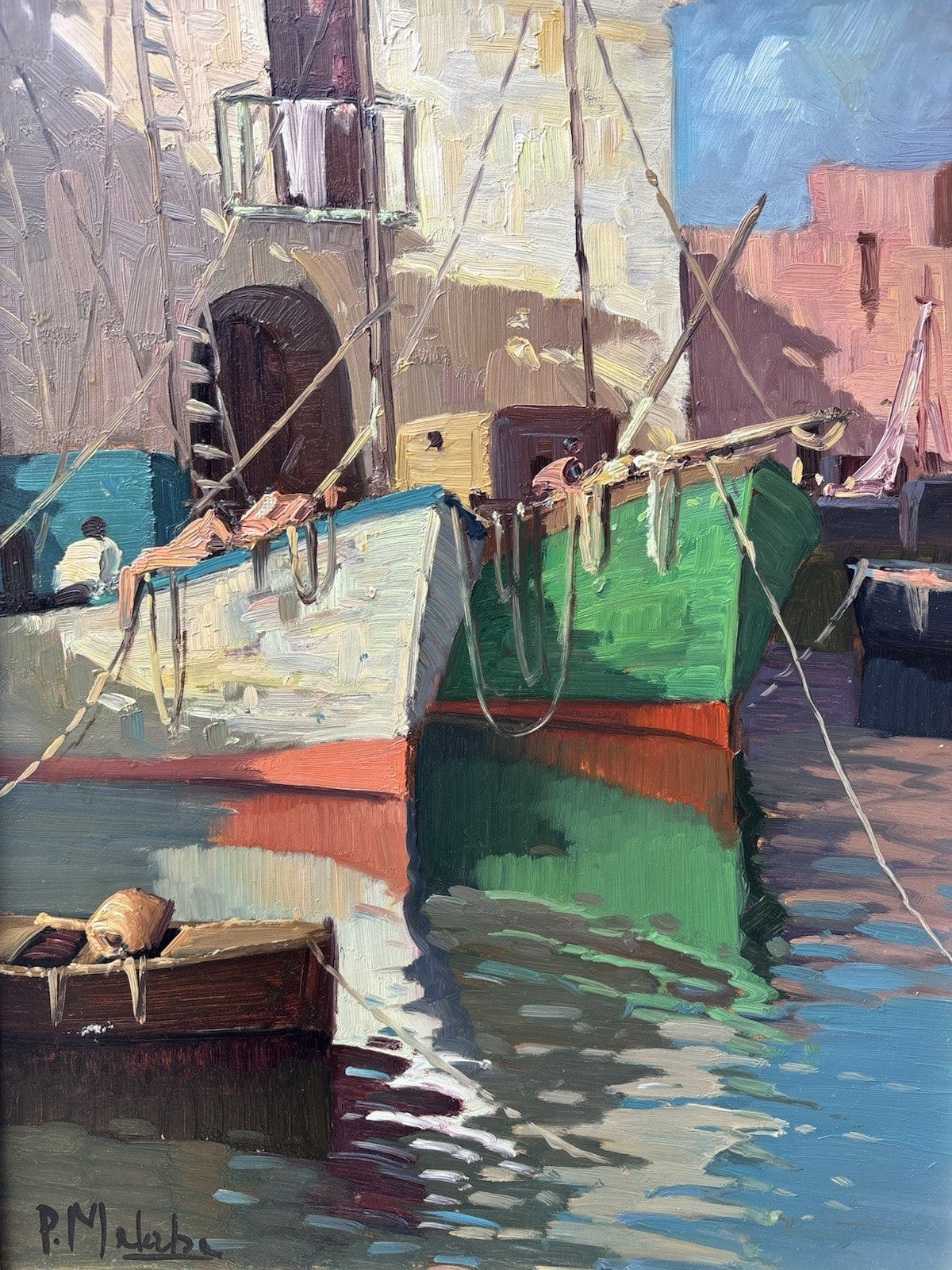 Quadro -Barche Al Porto- Paolo Malerba- dipinto a olio