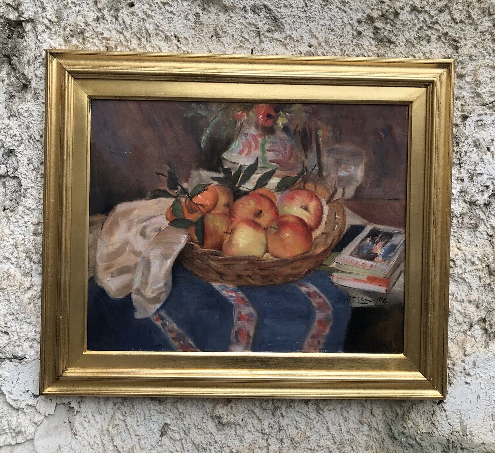 Quadro vintage -Natura Morta-dipinto a olio su tavoletta