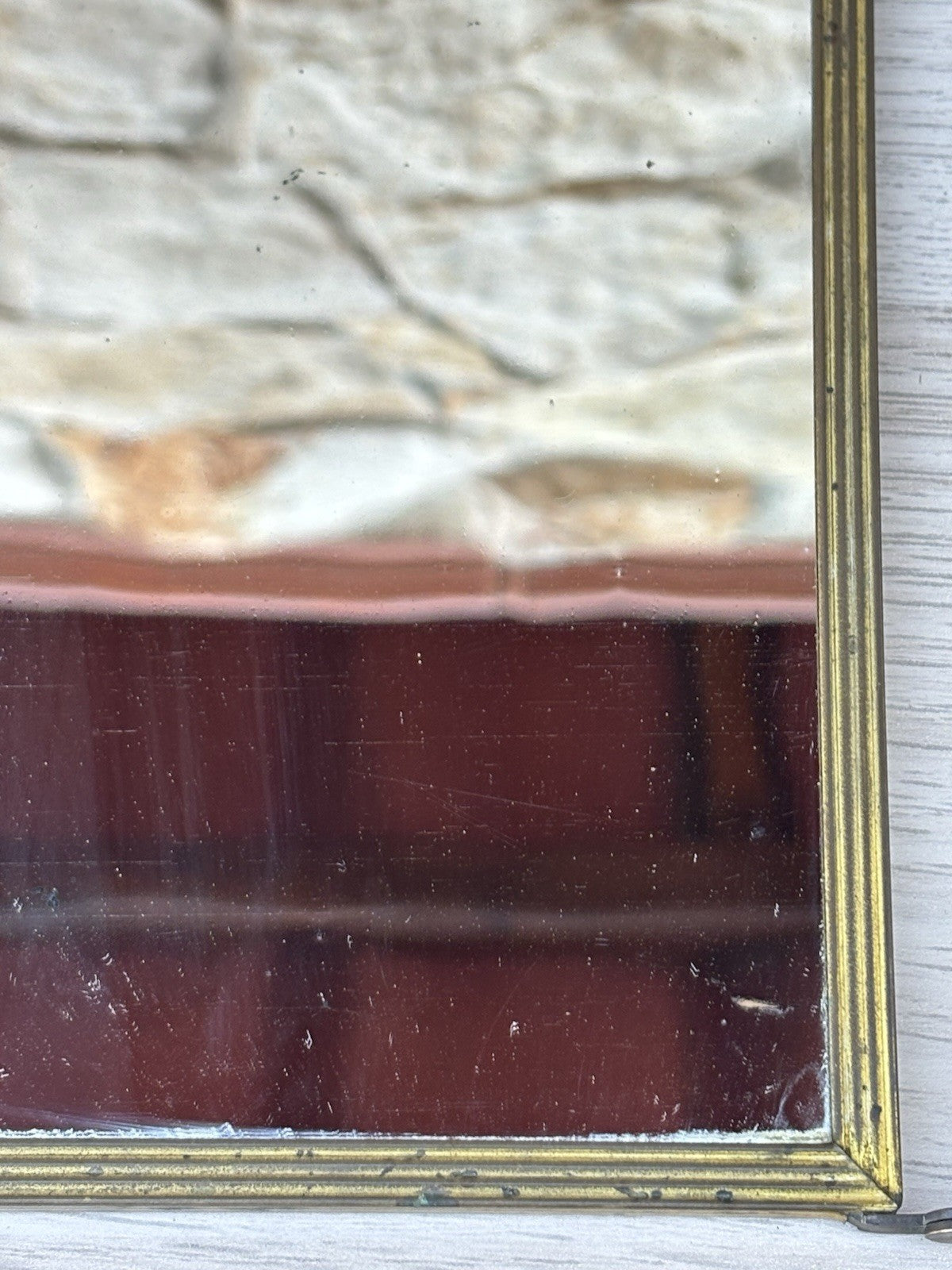 Specchio Trittico Da Barbiere Vintage In Metallo Ottone