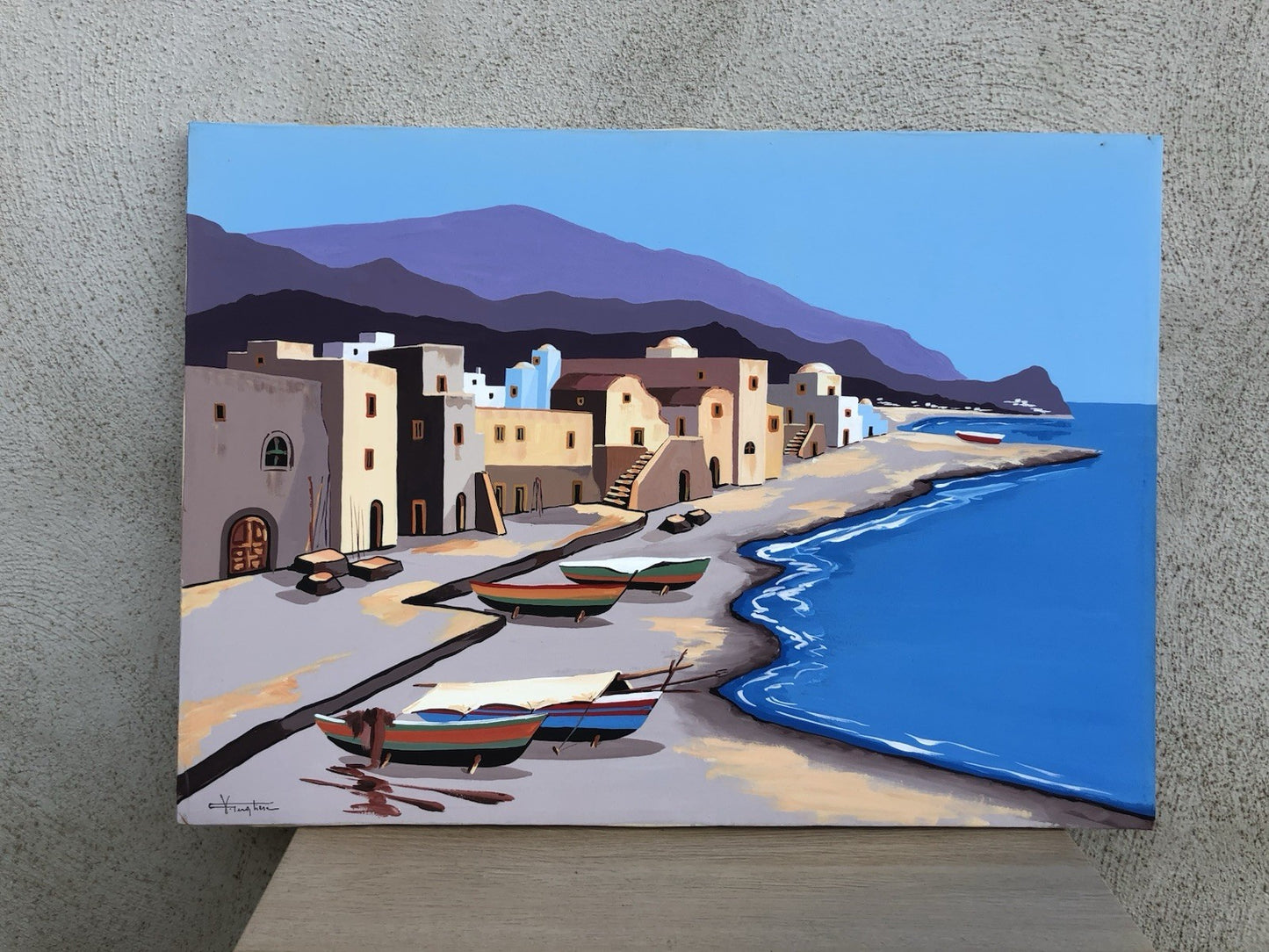 Quadro -Case Mediterranee- Vincenzo Pugliese dipinto a olio su tela