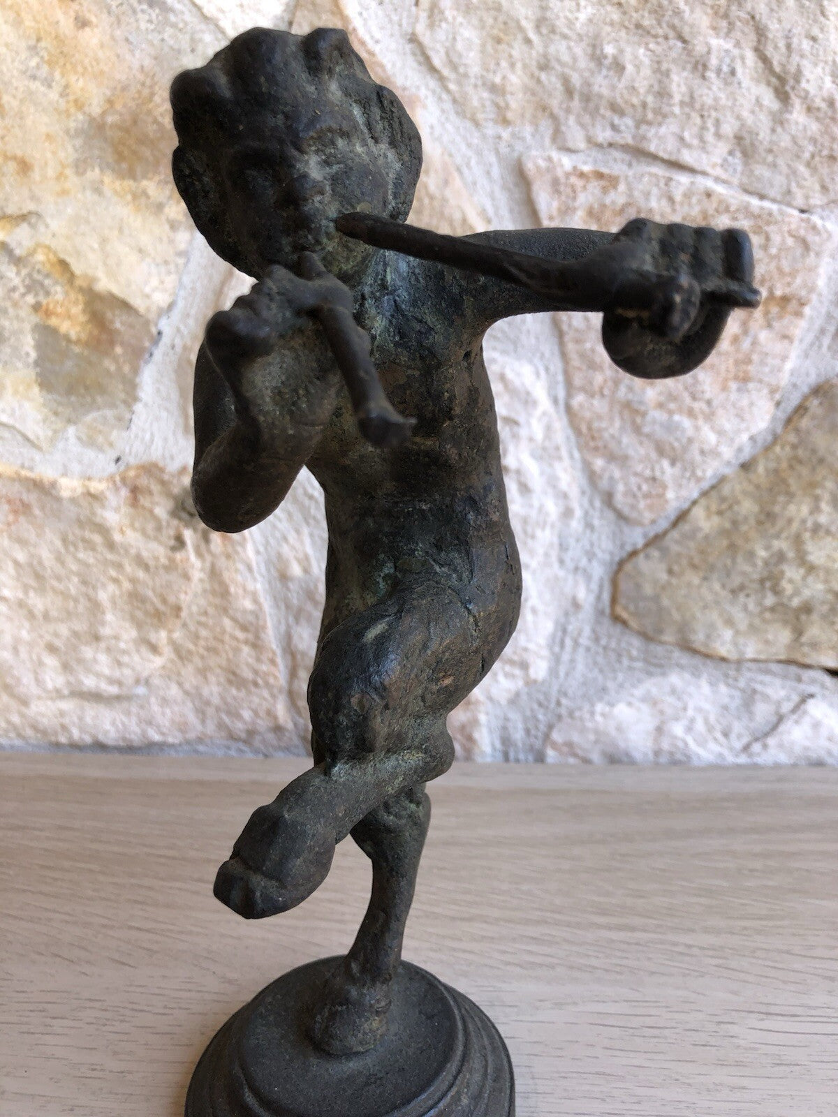 Scultura Vintage In Bronzo -Fauno Con Piffero