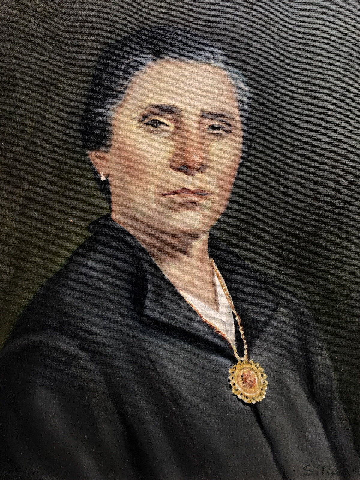 Quadro vintage -Ritratto Di Donna- dipinto a olio su tela