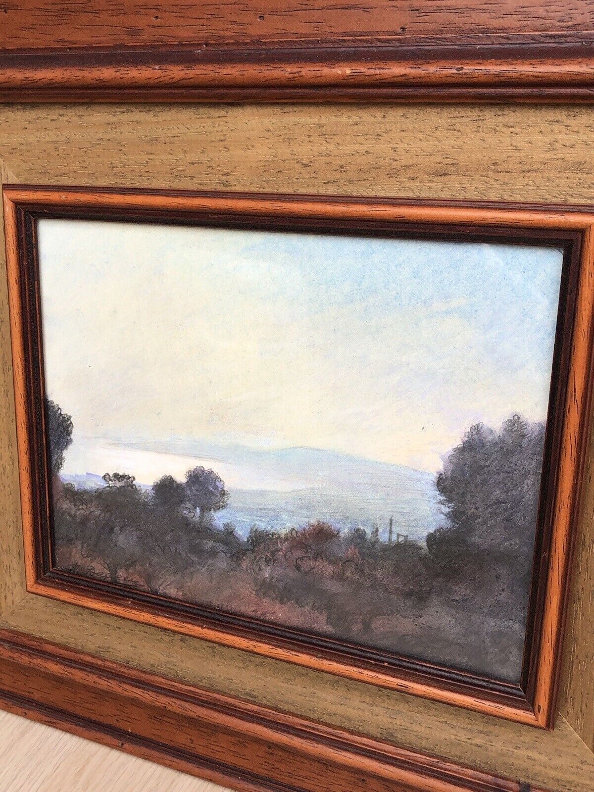 Quadro vintage -Veduta Panoramica- tecnica mista su carta