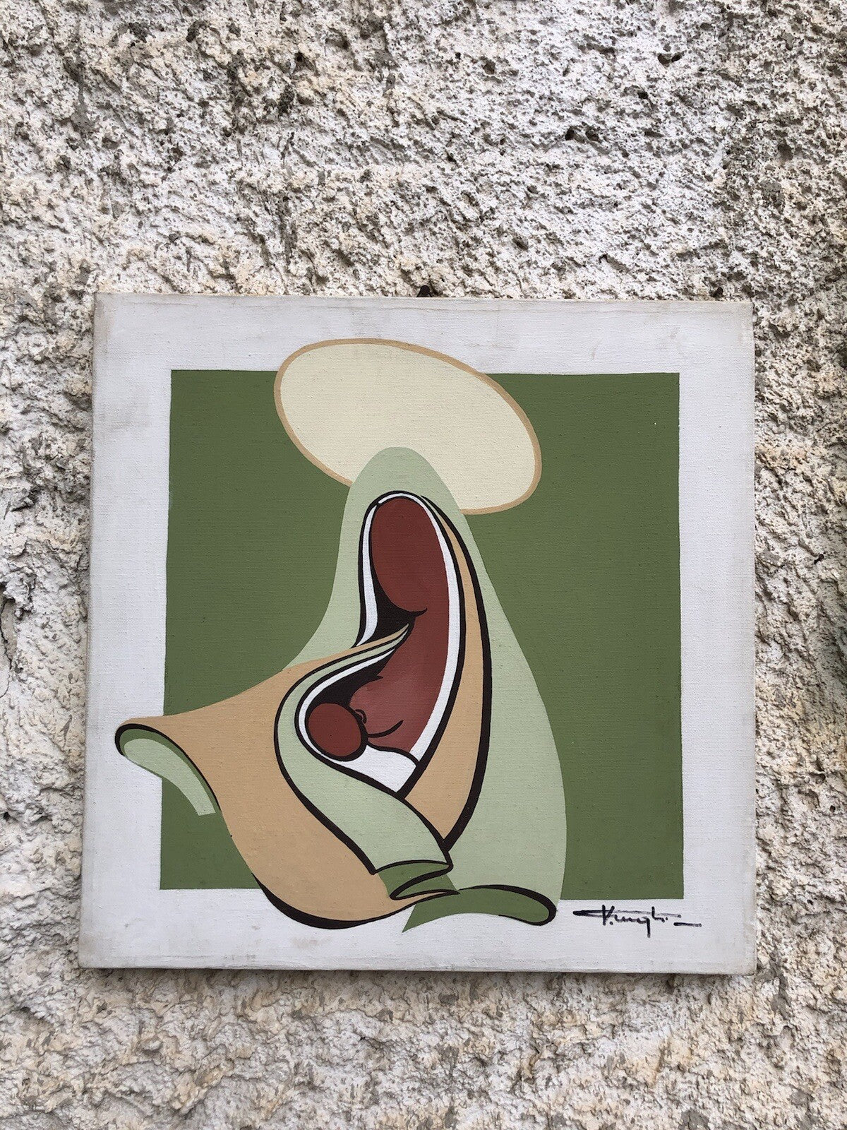 Quadro vintage -Immagine Sacra- dipinto ad acrilico su tela