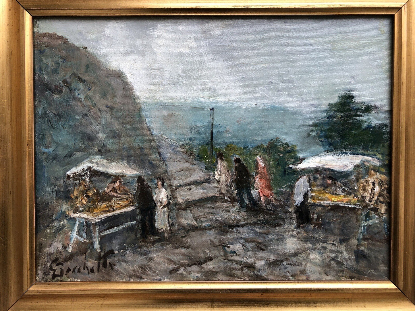 Quadro -Paesaggio Con Figure- Gaetano Bocchetti dipinto a olio su tela