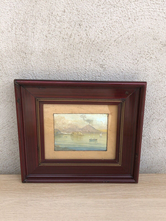 Antico quadro gouache dipinto su carta Napoli