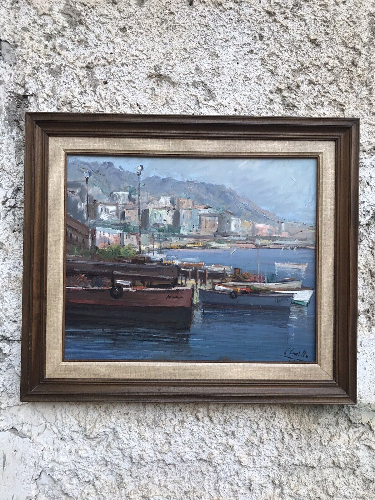 QUADRO VINTAGE -MARINA-DIPINTO A OLIO SU TAVOLETTA