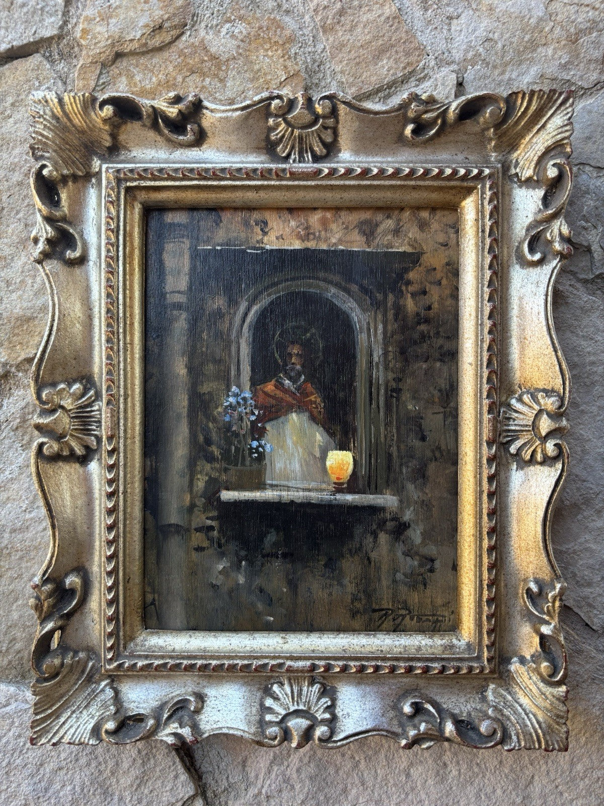 Quadro -O’Santo- Raimondo Roberti- dipinto a olio su tavola