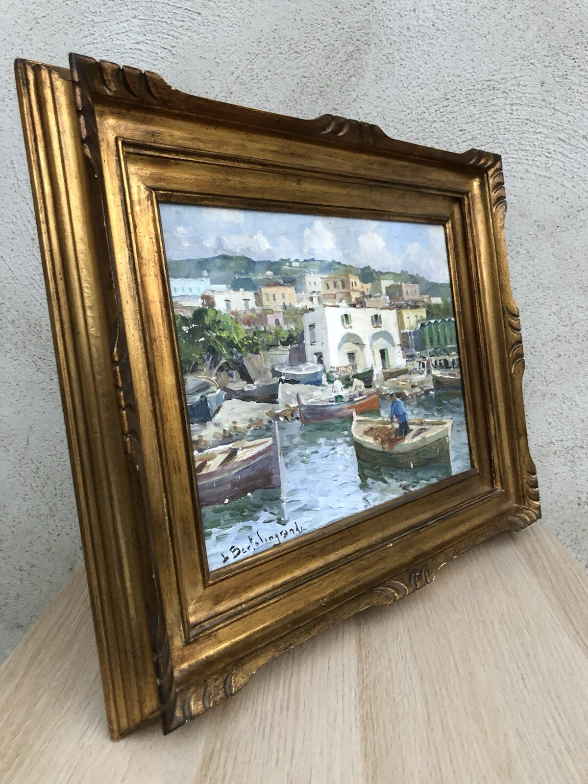 Quadro -Marina Con Barche- dipinto a olio