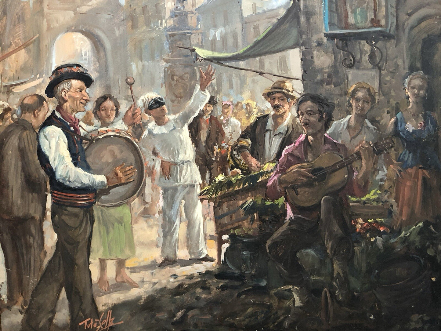 Quadro -Scena Allegorica Napoletana- dipinto a olio